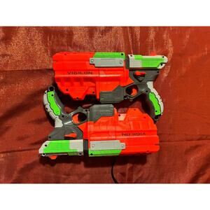 NERF Vigilon Blaster Pair Red Green Foam Dart blasters Kids Set 2-Pack Used